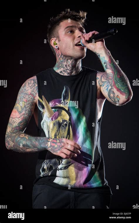 Milan, Italy. 21st March, 2015. The Italian political rapper FEDEZ performs live at Mediolanum ...