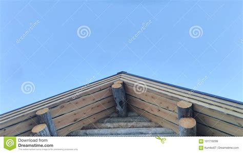 Wood Gable Triangle Roof Frame Pile On Grass Royalty Free Stock Image