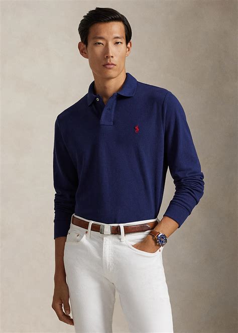 custom slim fit mesh polo shirt  men ralph lauren