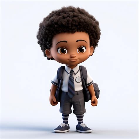 Premium Photo D Animation Back To School A Black Boy With A Backpack