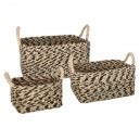 Lot De Paniers De Rangement Anses Seagrass Cm Noir