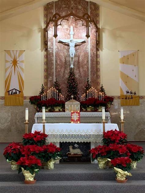 Christmas Altar Flowers Catholic Church Catholic