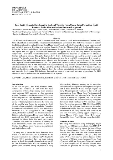 (PDF) Rare Earth Elements Enrichment in Coal and Tonstein From Muara ...