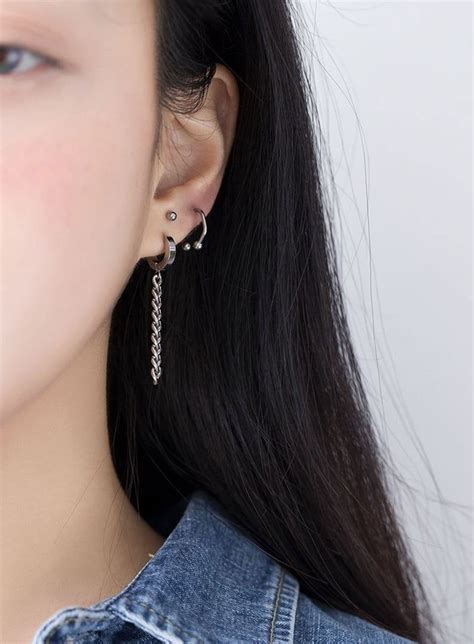 Chain Earrings Dangle Earrings Drop Earrings Mens Huggie Bts Etsy