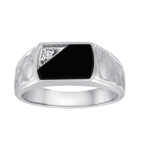 White Gold Signet Ring Onyx Signet Ring Men S Black Onyx