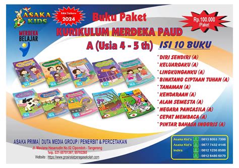 Buku Tematik Anak TK Dan PAUD Kurikulum MERDEKA Usia 4 5 Dan 5 6