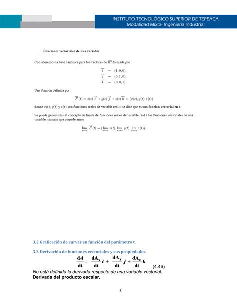 Unidad Funciones Vectoriales De Una Variable Real Pdf