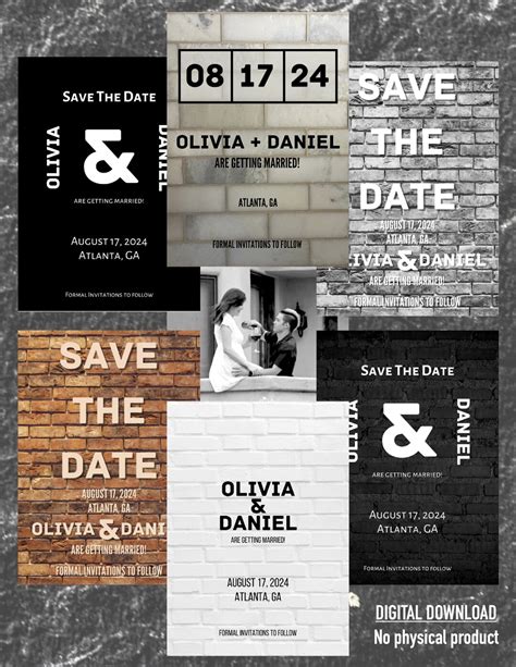 Industrial Modern Save the Date Template, Double-sided Industrial Photo ...