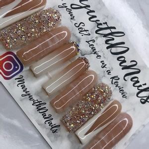 Classy Simple XL Press on Nails Nude Glossy Bling Ombré Marble XL Coffin Short Square