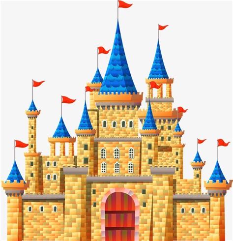 an image of a castle with flags on it's top and bottom half,