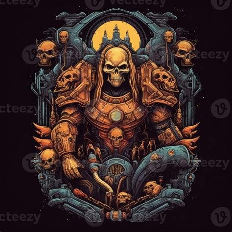 Warhammer Space Marine Tshirt Design Mockup Printable Cover Tattoo Isolated Vector Illustration