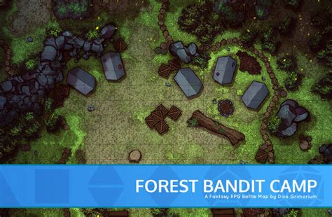 Forest Bandit Camp - D&D Map for Roll20 And Tabletop - Dice Grimorium