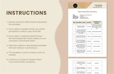 Step by Step Work Instruction Template in Word, PDF, Google Docs ...
