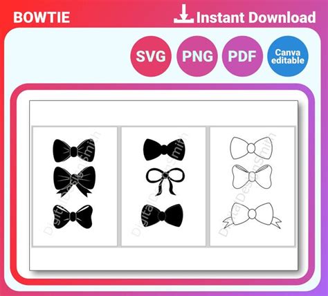 Bowtie Tie Svg Pdf Png Printable Craft Bow Tie Svg Bow Clipart