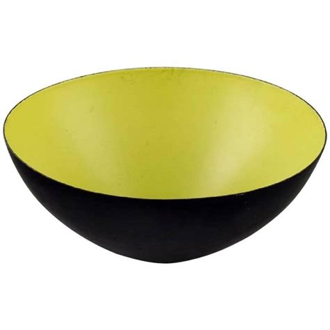 Large Krenit Bowl In Black Metal And Mint Green Enamel By Herbert