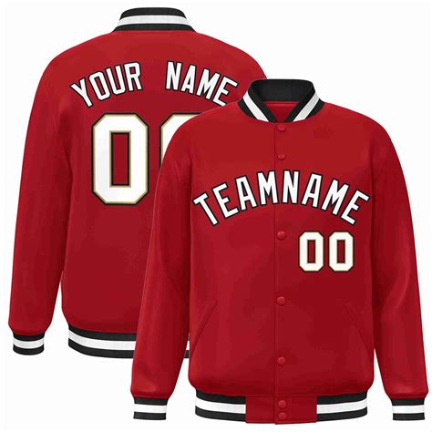 Custom Red White Black Classic Style Varsity Full Snap Letterman Jacke