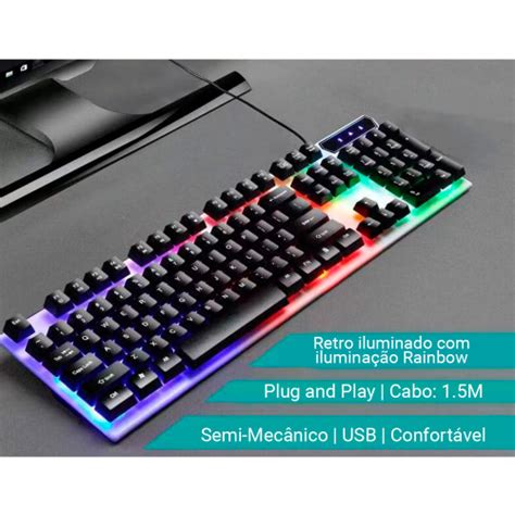 Kit Teclado E Mouse Gamer Multim Dia Colorido Led Portugu S No Shoptime