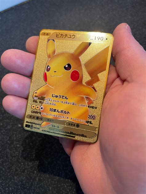 Gold Metal Pikachu Japanese Pokemon Playing Card Etsy UK