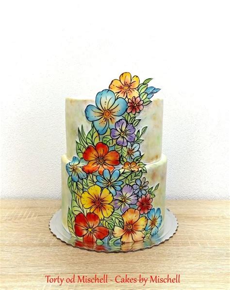 Hand Painted Flowers Flower Cake Decorations Edible Flowers Cake