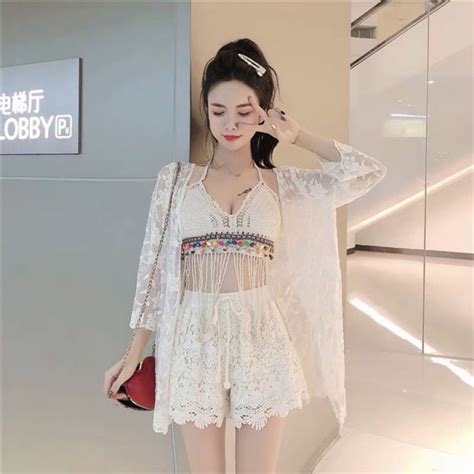 Set Bikini M N O Bra Tua Rua D I Qu N Ren Cho Ng Ren Hoa Nh