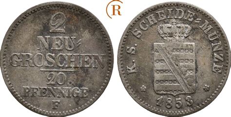 Sachsen 2 Neugroschen 1853 F Friedrich August II 1836 1854 Ss MA Shops