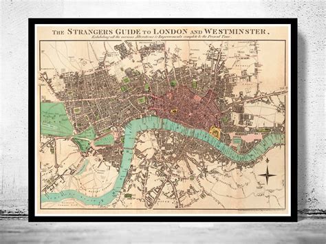 Old Map Of London Map 1806 Vintage Map Vintage Poster Wall Etsy Old Maps Of London London