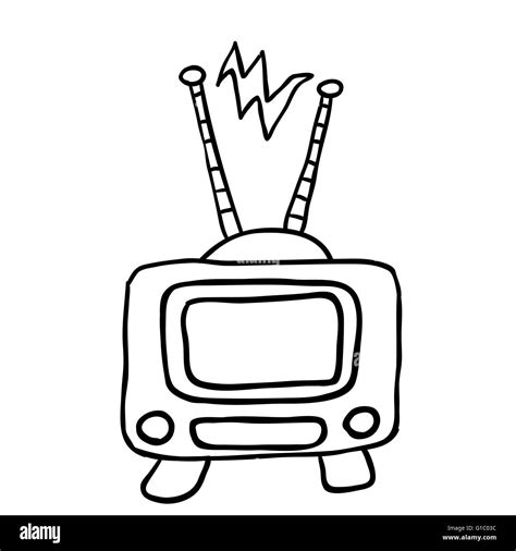 simple black and white retro tv cartoon Stock Vector Image & Art - Alamy