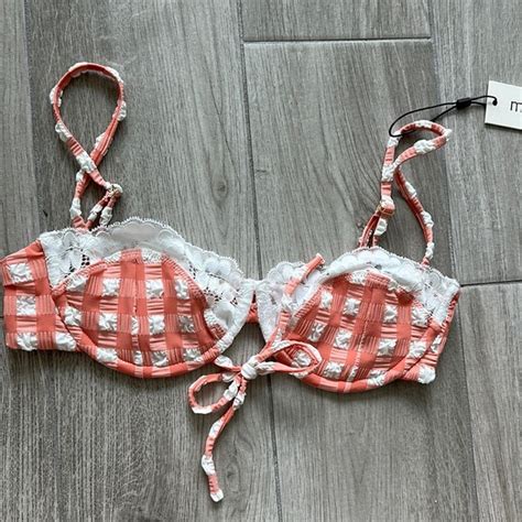 Montce Swim Montce Shrimp Gingham Lena Bikini Top Poshmark