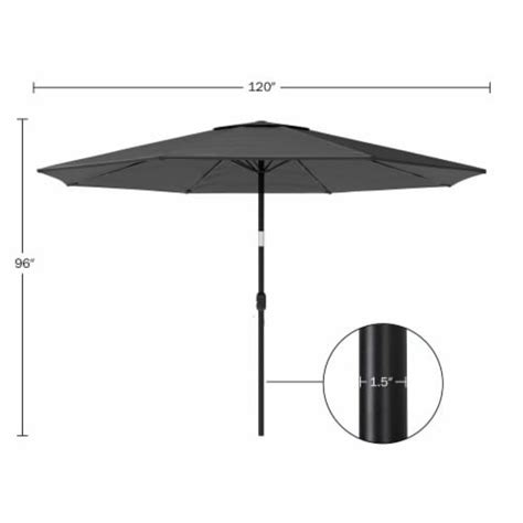 Pure Garden 10 Ft Patio Umbrella With Lights Gray Solar Led Uv Protection Bright Blue 1 Unit