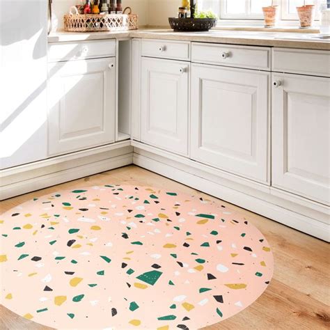 Runder Vinyl Teppich Detailliertes Terrazzo Muster Lecce