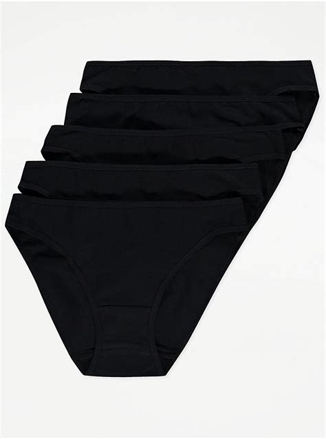 Black High Leg Knickers 5 Pack Lingerie George At Asda