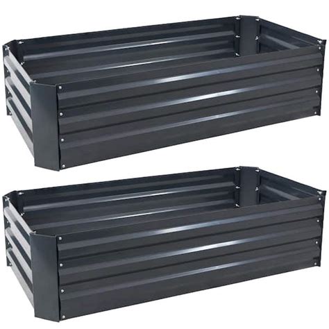 Sunnydaze Decor 48 In Rectangle 2 Galvanized Steel Raised Beds Dark