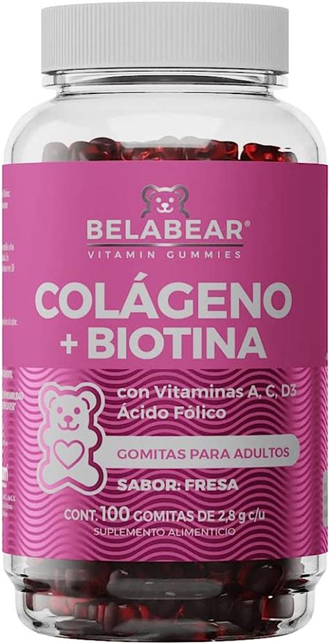 BELABEAR GOMITAS COLAGENO BIOTINA SIN AZUCAR 100 PZ 42 OFF