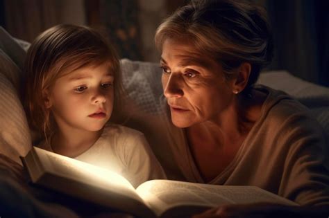 Premium Photo Mother And Daughter Enjoying Bedtime Story Together