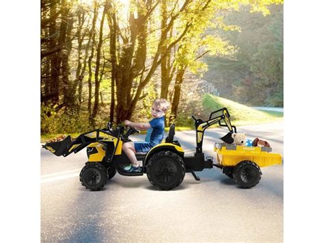 Costway tracteur électrique pour enfants avec remorque pelle et roues