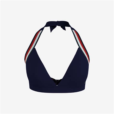 Tommy Hilfiger Triangle Fixed Rp Kadın Mavi Bikini Üstü Kadin Mayo