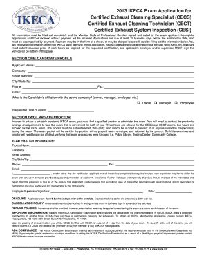 Fillable Online Ikeca Ikeca Exam Application For Certified Exhaust