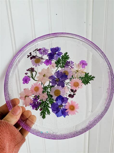 Bandeja De Resina Floral Hecha A Mano Etsy