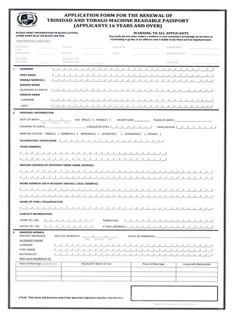 Application Form For The Renewal of Trinidad and Tobago Machine ...