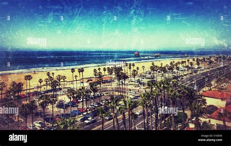 View Of Huntington Beach Pacific Coast Highway And Parking Lots