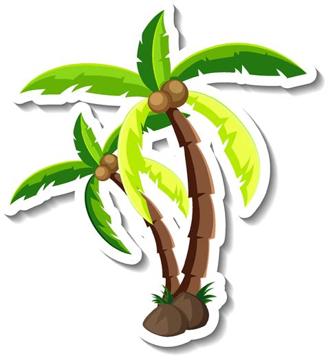 Coconut Tree Cartoon Sticker 3332249 Vector Art At Vecteezy