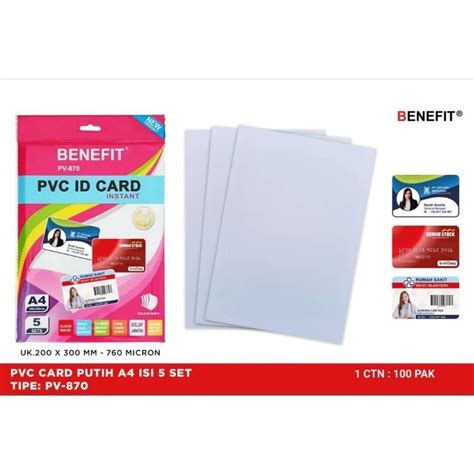 Jual PVC ID CARD Benefit Instant Per 5 Sheets Tebal 0 76mm Inkjet A4