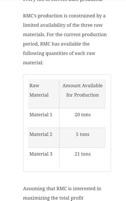 Solved Rmc Inc Is A Small Firm That Produces A Variety Chegg