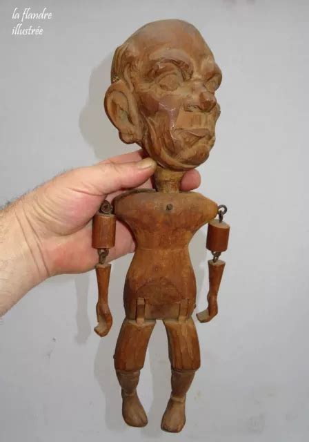 Exceptionnelle Personnage Articul Caricaturale En Bois Sculpt Art