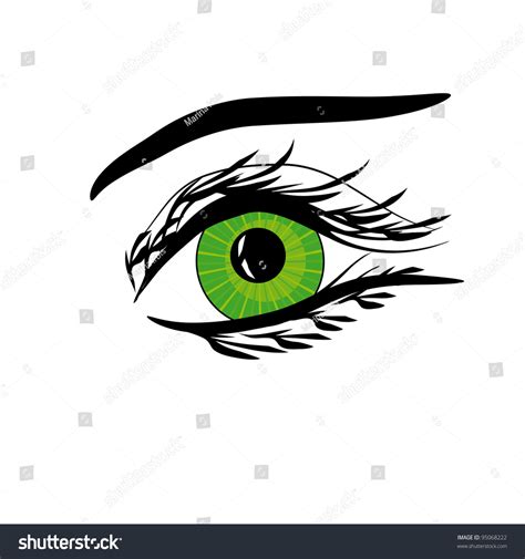 Beautiful Female Green Eyevector Illustration Stock Vector Royalty