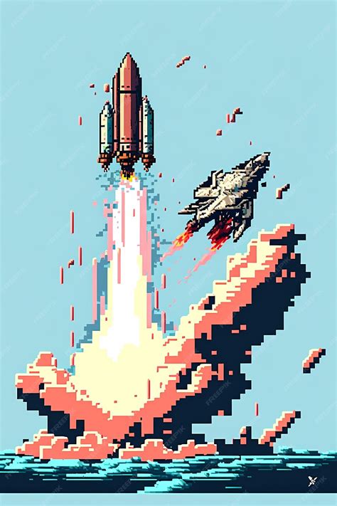 Premium AI Image | pixel art rocket game background