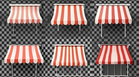 Premium Photo Outdoor Coverings With Red And White Stripes For Stores