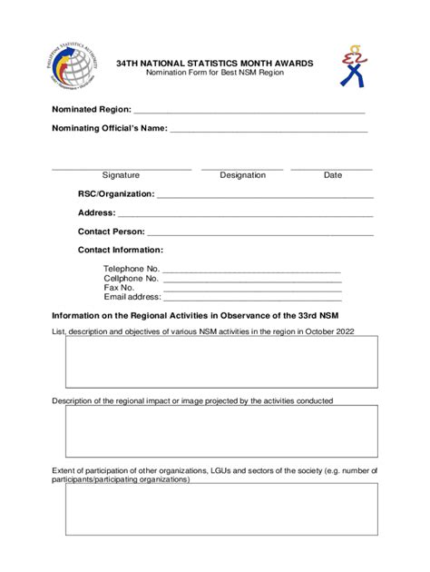 Fillable Online Th Nsm Awards Nomination Form Region Fax Email