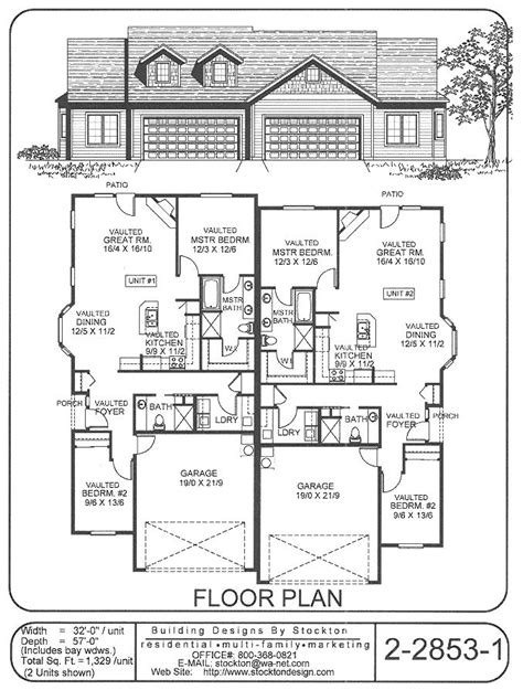 Building Designs By Stockton Plan 2 2853 1 Duplex Floor Plans