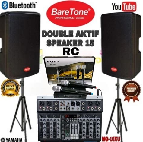 Paket Speaker Aktif Baretone 15 Inch MAX15RC Set Mixer Ashley 8 Channel